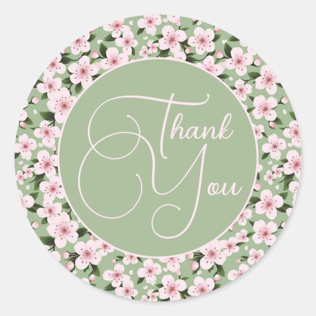 Cherry Blossoms Floral Classic Round Sticker (Front)