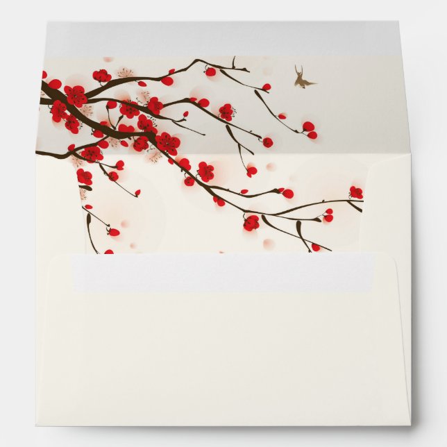 Cherry Blossoms Floral Envelope with Address (Back (Bottom))