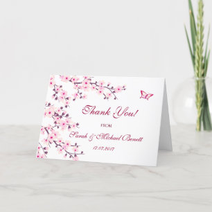 Cherry Blossoms Floral Pink Wedding Thank You