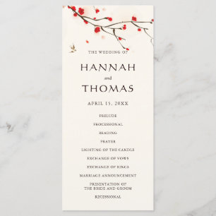 Cherry Blossoms Floral Wedding Ceremony Program