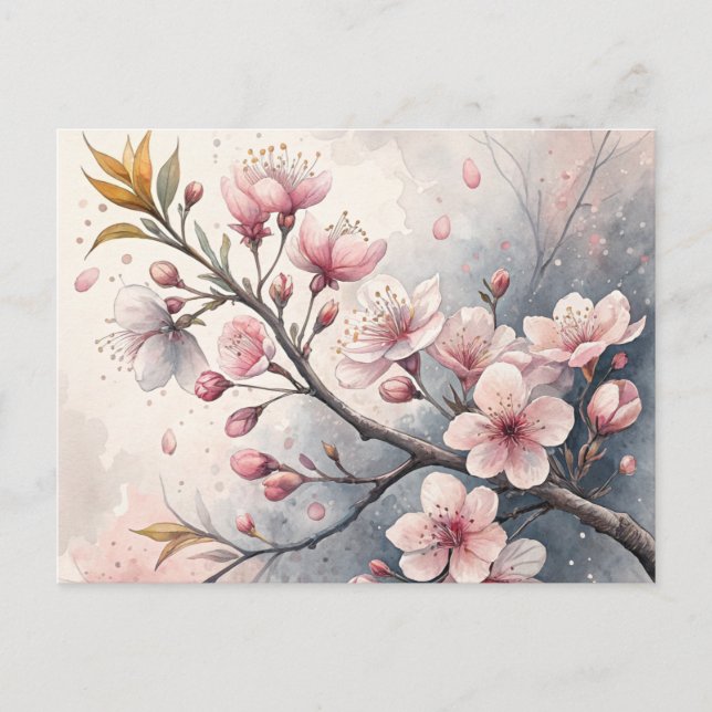Cherry Blossoms Flowers, Invitation Postcard (Front)