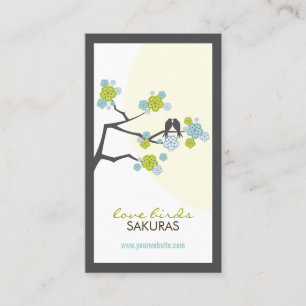 Cherry Blossoms Flowers Love Birds Profile Card
