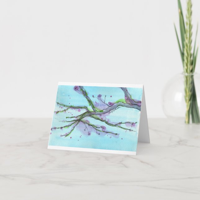 Cherry Blossoms Folded Greeting Card (Front)