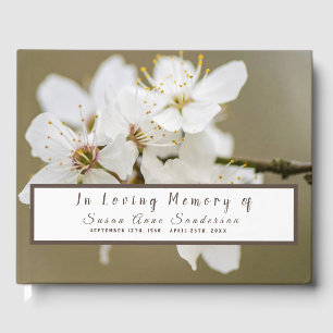Cherry Blossoms Funeral Memorial Guest Book