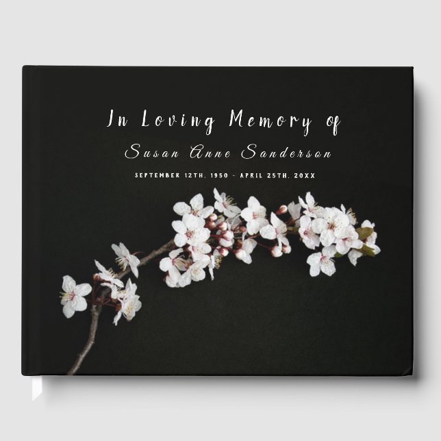 Cherry Blossoms Funeral Memorial Livre d'or (Recto)