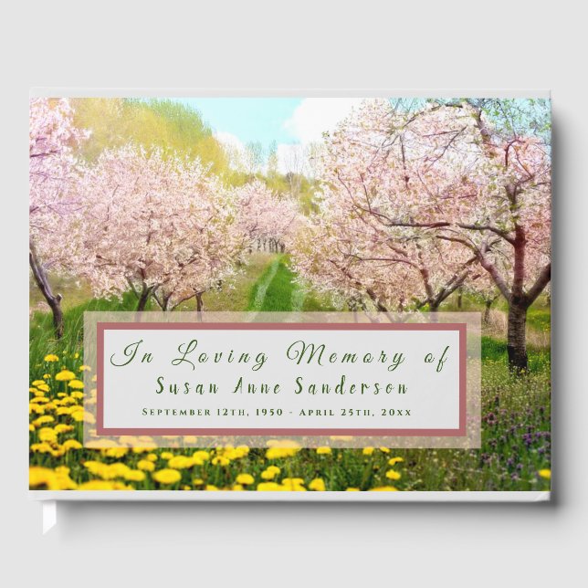 Cherry Blossoms Funeral Memorial Livre d'or (Recto)