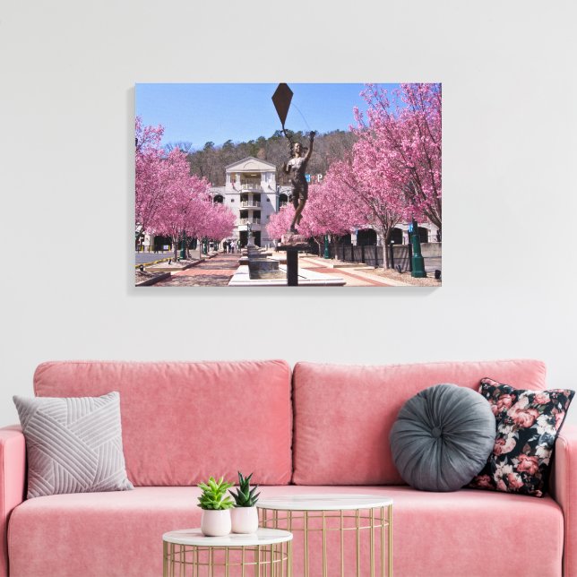 Cherry Blossoms in Hot Springs Arkansas Poster Canvas Print (Insitu(LivingRoom))