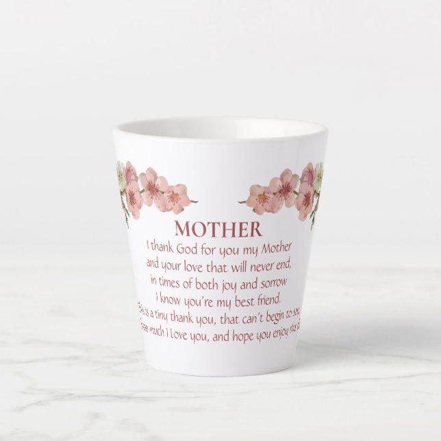 Cherry Blossoms in Pink for Mother Latte Mug (Front)