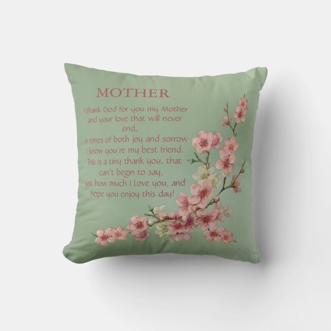 Cherry Blossoms in Pink for Mother Throw Pillow (Front)