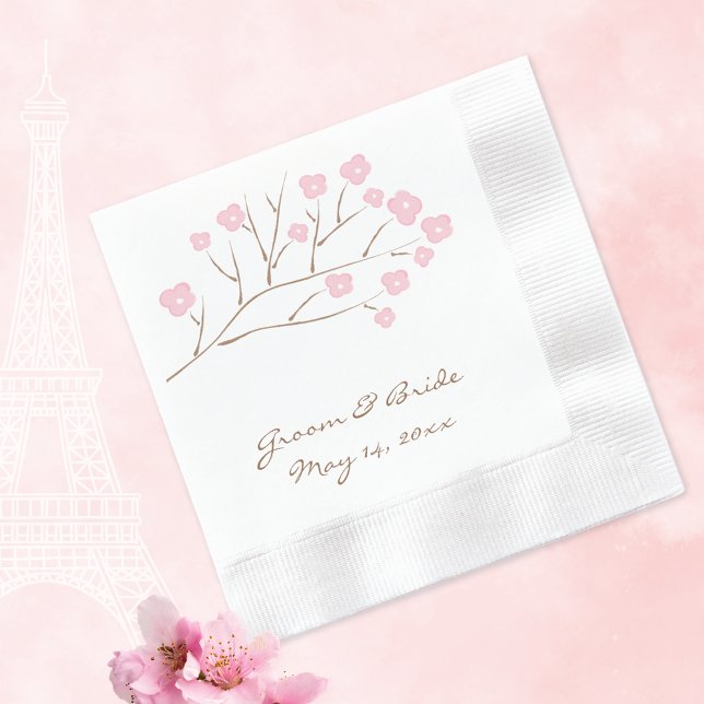 Cherry Blossoms in Pink Wedding Napkin (Creator Uploaded)