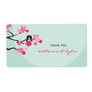 Cherry Blossoms Inséparables Mariage Merci Étiquet