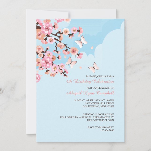 Cherry Blossoms Invitation (Front)