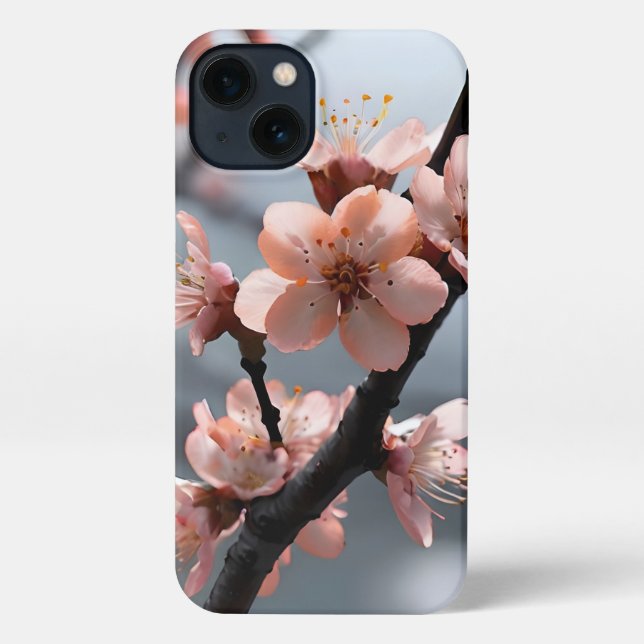 Cherry blossoms iPhone 13 Slim Fit Case, Glossy iPhone Case (Back)