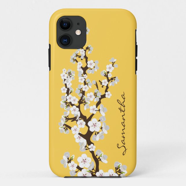 Cherry Blossoms iPhone 5 Coque-Mate Coque (jaune) (Dos)