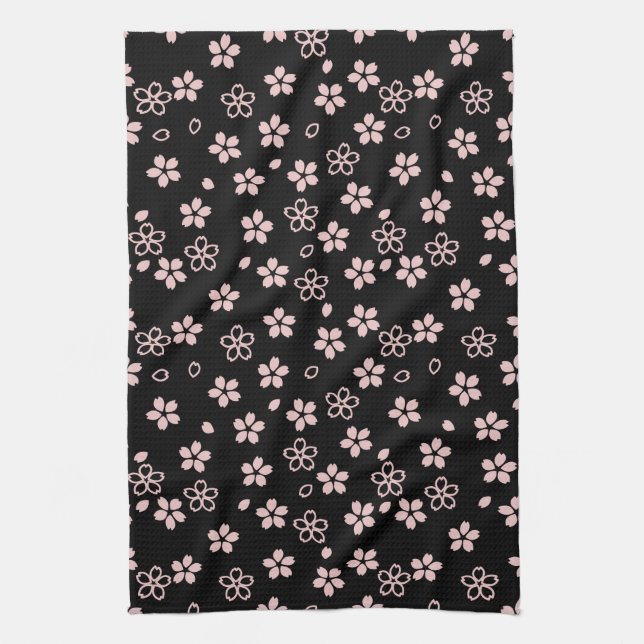 Cherry Blossoms, Japanese Design Kitchen Towel (Vertical)
