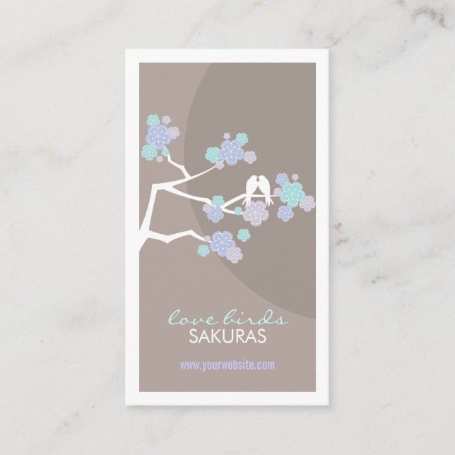 Cherry Blossoms Love Birds Sakura Flowers Branch Business Card (Front)
