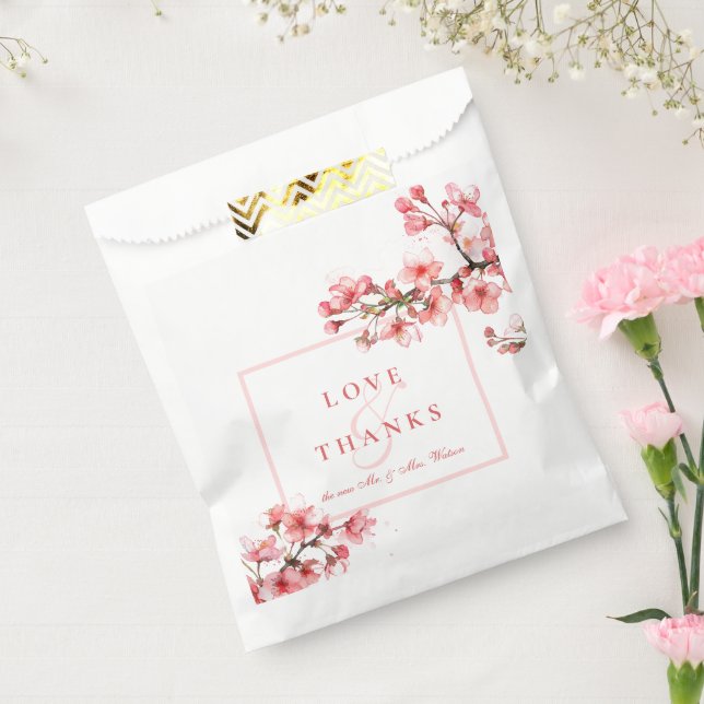 Cherry Blossoms Love & Thanks Spring Wedding Favour Bag (Sealed)