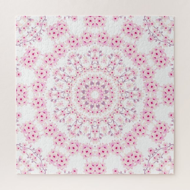 Cherry Blossoms Mandala Pink Jigsaw Puzzle (Vertical)