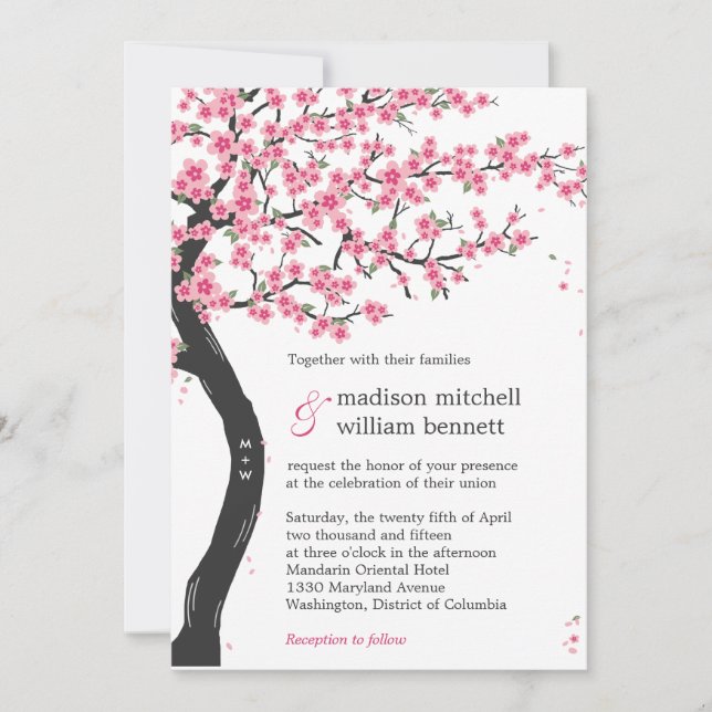 Cherry Blossoms Mariage Invitations (Devant)