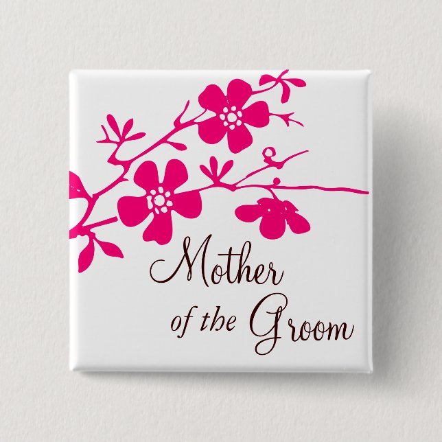 Cherry Blossoms Mother of the Groom Button (Front)