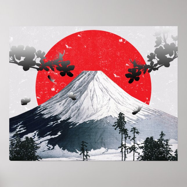 Cherry Blossoms Mount Fuji Japan Poster (Front)