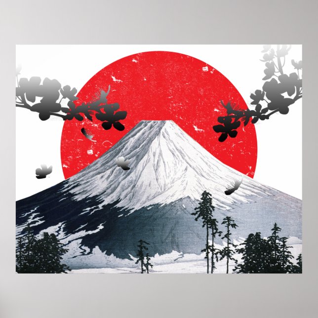 Cherry Blossoms Mount Fuji Japan Poster (Front)