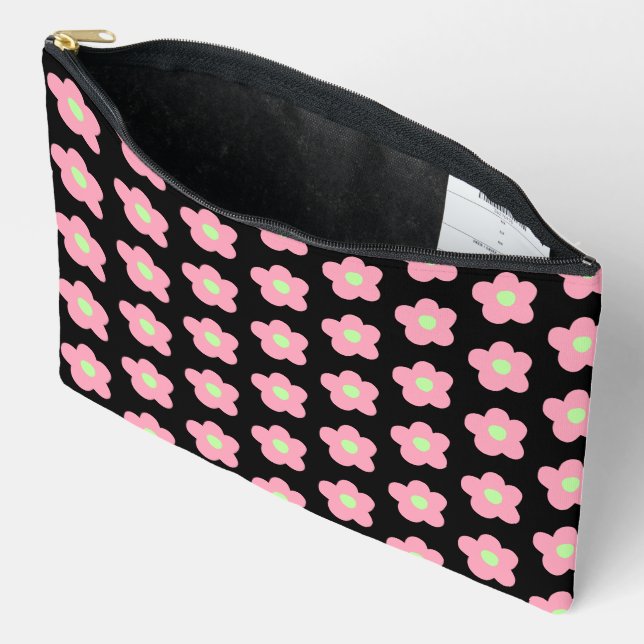 Cherry Blossoms on Black Accessory Pouch (Open)
