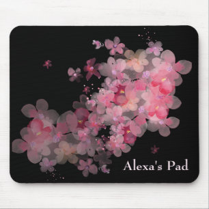 Cherry Blossoms On Black Mouse Pad