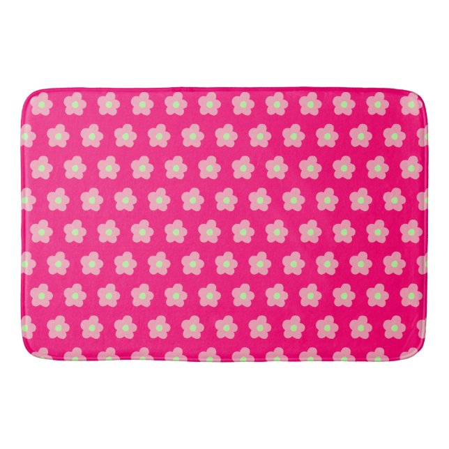 Cherry Blossoms on Pink Bath Mat (Front)