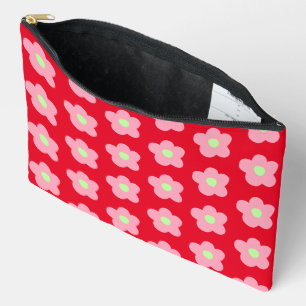 Cherry Blossoms on Red Accessory Pouch