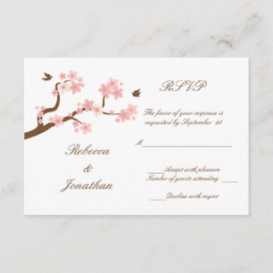 Cherry Blossoms on white RSVP Card