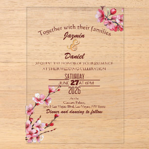 Cherry Blossoms Pastel Clear Pink  Invitation