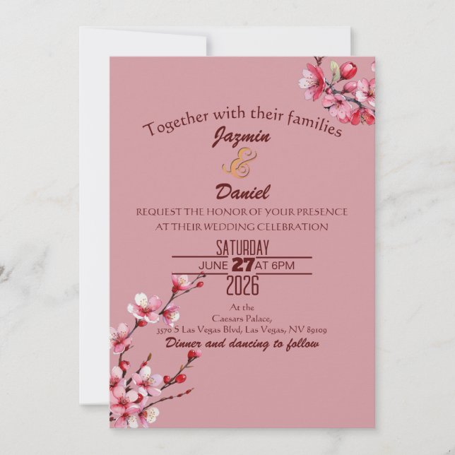 Cherry Blossoms Pastel Pink  Invitation (Devant)