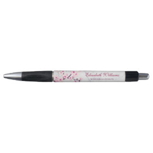 Cherry Blossoms Pink Grey Marble Pen