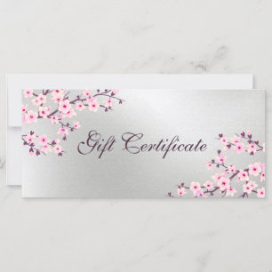 Cherry Blossoms Pink Silver Gift Certificate