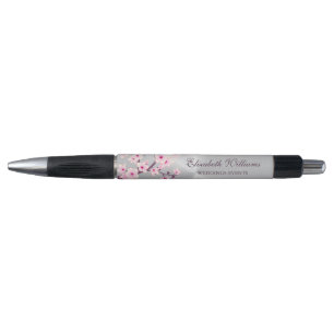 Cherry Blossoms Pink Silver Wedding Planner Pen