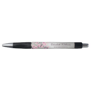 Cherry Blossoms Pink Silver Wedding Planner Pen