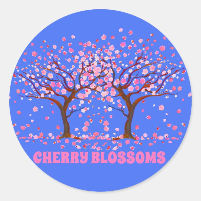 Cherry Blossoms Pink Snow Globe Classic Round Sticker (Front)