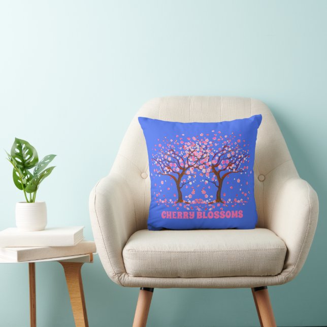 Cherry Blossoms Pink Snow Globe Throw Pillow (Chair)