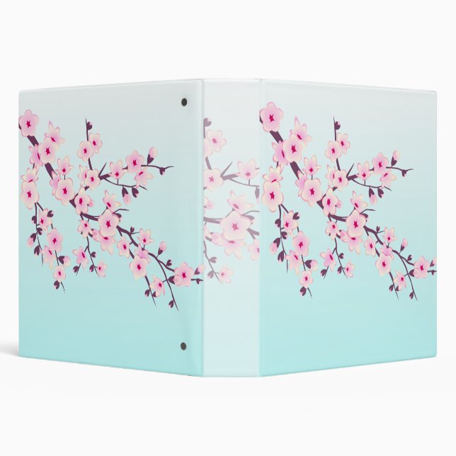 Cherry Blossoms Pink Turquoise Binder (Background)