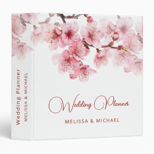 Cherry Blossoms Pink White Custom Wedding Binder