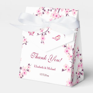 Cherry Blossoms Pink White Custom Wedding Favor Box