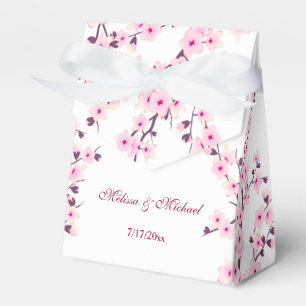 Cherry Blossoms Pink White Customizable Wedding Favor Box