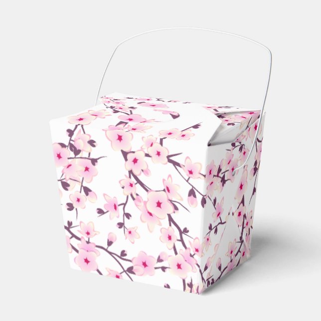 Cherry Blossoms Pink White Floral Favor Box (Front Side)