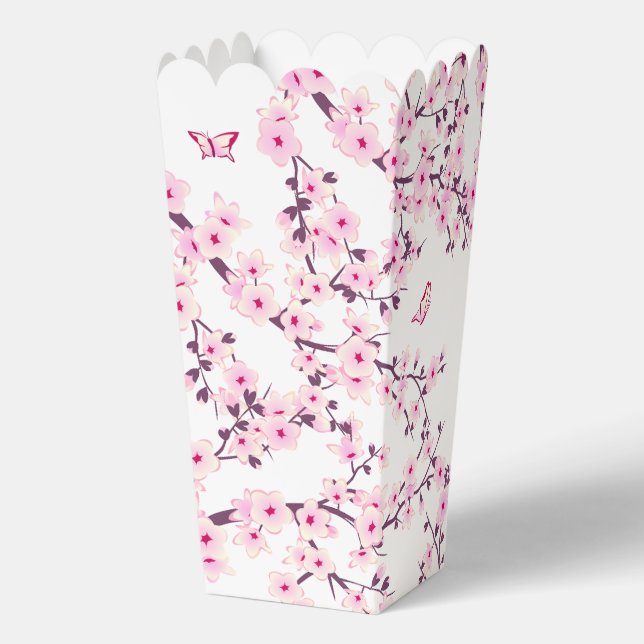 Cherry Blossoms Pink White Floral Favor Box (Back)