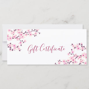 Cherry Blossoms Pink White Gift Certificate