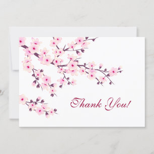 Cherry Blossoms Pink White Thank You Card