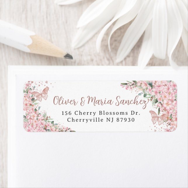Cherry Blossoms Rose Gold Butterflies Quinceanera (Insitu)