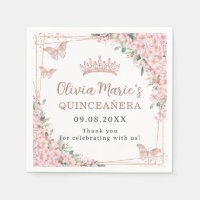 Cherry Blossoms Rose Gold Butterflies Quinceanera