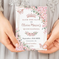 Cherry Blossoms Rose Gold Butterflies Quinceañera